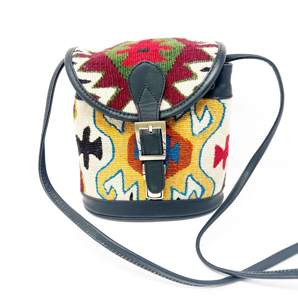 Purse Crossbody Bag Bucket Bag Purse Handmade Turkey Leather Woven Red Black